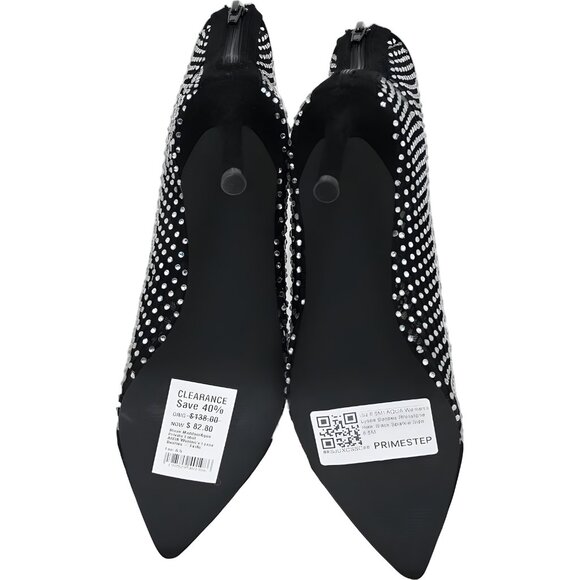 AQUA Lyssa Rhinestone Ankle Booties Black Sparkle Pointed Toe Zip Heels US 6.5M - Picture 6 of 6
